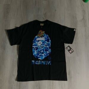 *NEW* BAPE Black Tee with Blue Camo Ape Head